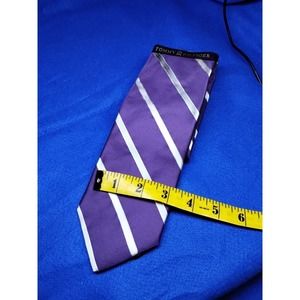 Tommy Hilfiger Purple/Gray/Black 100% Silk Striped Men’s Neck Tie